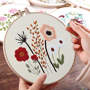 Uphome Embroidery Starter Kit for Beginners with Floral Patterns