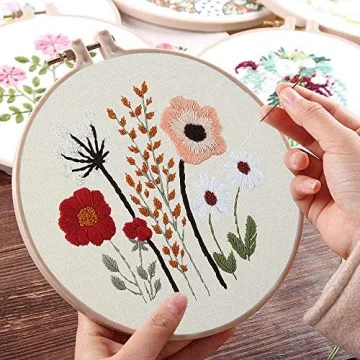 Uphome Embroidery Starter Kit for Beginners with Floral Patterns