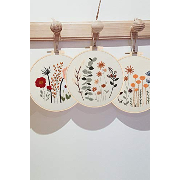 Uphome Embroidery Starter Kit for Beginners with Floral Patterns