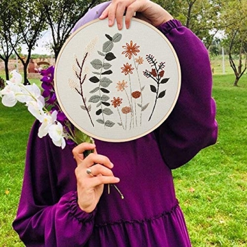 Uphome Embroidery Starter Kit for Beginners with Floral Patterns