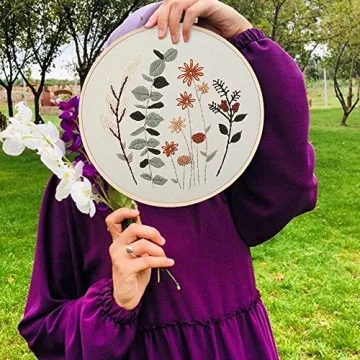 Uphome Embroidery Starter Kit for Beginners with Floral Patterns