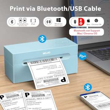 Nelko Bluetooth Thermal Shipping Label Printer, Wireless 4x6 Shipping Label Printer for Shipping Pac...