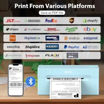 Nelko Bluetooth Thermal Shipping Label Printer, Wireless 4x6 Shipping Label Printer for Shipping Packages, Support Android, iPhone and Windows, Widely Used for Amazon (Blue) 1 Pack