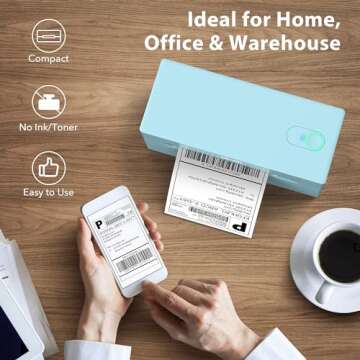 Nelko Bluetooth Thermal Shipping Label Printer, Wireless 4x6 Shipping Label Printer for Shipping Packages, Support Android, iPhone and Windows, Widely Used for Amazon (Blue) 1 Pack