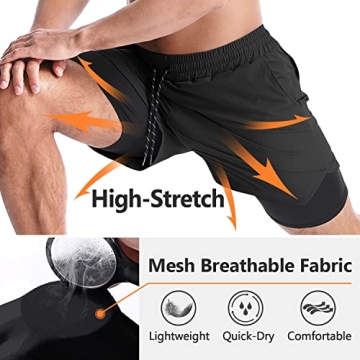 Aolesy Men’s 2 in 1 Running Shorts for Training