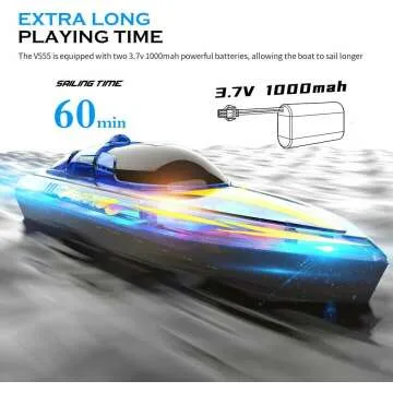 Waterproof RC Boat with LED Lights for Kids & Adults