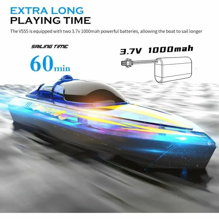 Waterproof RC Boat with LED Lights for Kids & Adults