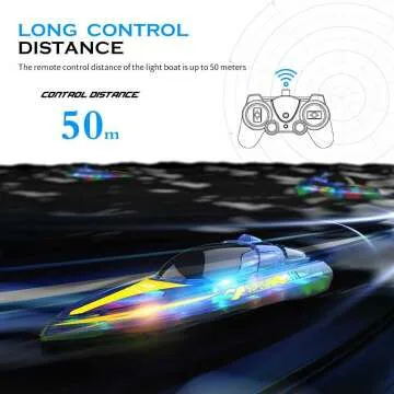 Waterproof RC Boat with LED Lights for Kids & Adults