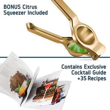 Bar Set Cocktail Shaker Set, Stainless Steel Mixology Bartender Kit, 16 Piece Cocktail Kit, Gold Cocktail Set, Bar Tools: 30oz Martini Shaker, Muddler, Bar Kit Cocktail Book, Jigger and Pourers