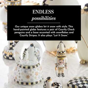 MACKENZIE-CHILDS Snow Globe, Christmas Decoration for Living Room, Holiday Decor, Penguin