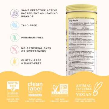 Wonderbelly Antacid, Effective Heartburn and Instant Acid Indigestion Relief, Extra Strength Chewable Tablets, 1000 mg Calcium Carbonate, No Talc or Dye, Lemon Sorbet, 60 Count