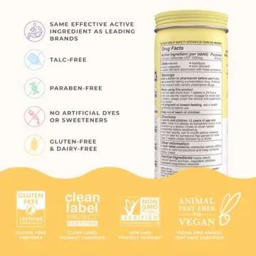 Wonderbelly Antacid, Effective Heartburn and Instant Acid Indigestion Relief, Extra Strength Chewable Tablets, 1000 mg Calcium Carbonate, No Talc or Dye, Lemon Sorbet, 60 Count