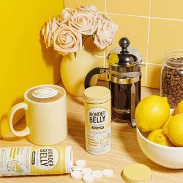 Wonderbelly Antacid, Effective Heartburn and Instant Acid Indigestion Relief, Extra Strength Chewable Tablets, 1000 mg Calcium Carbonate, No Talc or Dye, Lemon Sorbet, 60 Count