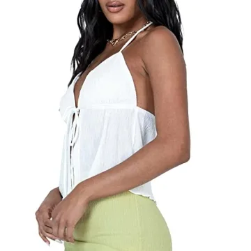 RUEWEY Y2K Backless Crop Top for Women - Chic Summer Style