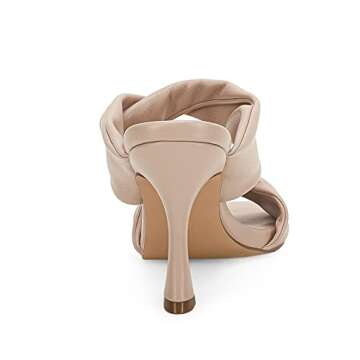 PiePieBuy Womens Square Toe High Heel Stiletto Mules Sandals Slingback Slip On Slipper Shoes (7, Light Khkai, numeric_7)