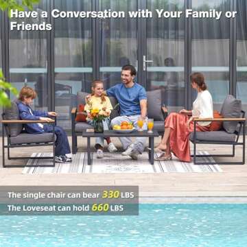 COMLAX FIELD Patio Furniture Set – Durable 4-Piece Metal Seating for Outdoors