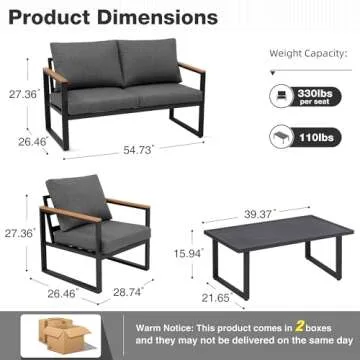 COMLAX FIELD 4-Piece Stylish Outdoor Patio Furniture Set