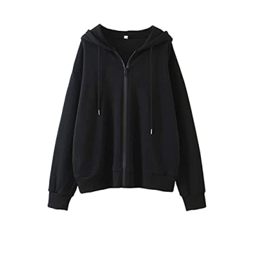 MISSACTIVER Women’s Vintage Solid Drawstring Hoodies Zip Up Oversized E-girl 90s Sweatshirt Basic ...