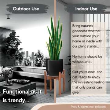 Sona Home Plant Stand Indoor - Medium Brown Adjustable Plant Stand Fits 8 to 12 Inch Pot, Plant Holders Indoor Stand, Mid Century Plant Stand, Flower Stand, Wood Plant Stand, Pot Stand Only