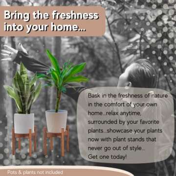 Sona Home Plant Stand Indoor - Medium Brown Adjustable Plant Stand Fits 8 to 12 Inch Pot, Plant Holders Indoor Stand, Mid Century Plant Stand, Flower Stand, Wood Plant Stand, Pot Stand Only
