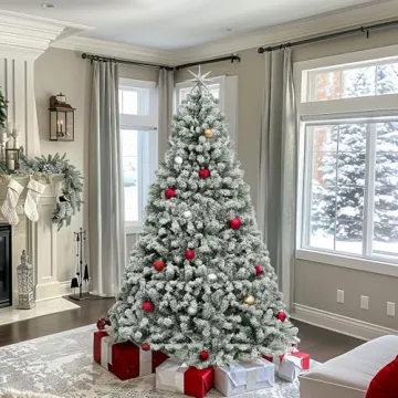 YITAHOME Snow Flocked 7.5ft Christmas Tree for Festive Decor