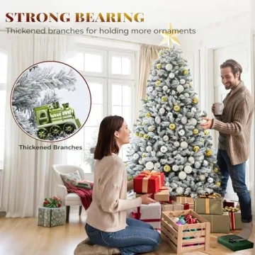 YITAHOME Snow Flocked 7.5ft Christmas Tree for Festive Decor