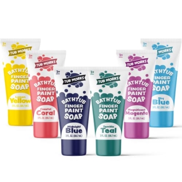 Tub Works® Bathtub Finger Paint Soap, Fun Colors 6 Pack | Non-Toxic, Washable Bath Paint for Finger...