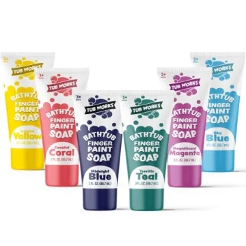Tub Works® Bathtub Finger Paint Soap, Fun Colors 6 Pack | Non-Toxic, Washable Bath Paint for Finger...