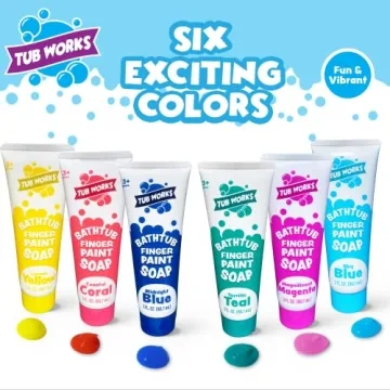 Tub Works Bathtub Finger Paint Set | Non-Toxic Washable Colors
