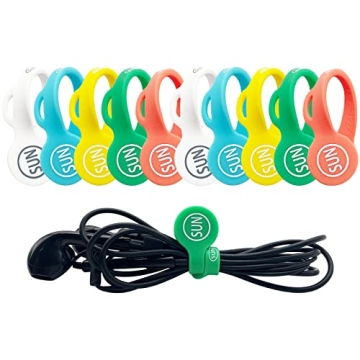 SUNFICON 10 Pack Cable Clips Organizers - Colorful Magnetic Cord Management