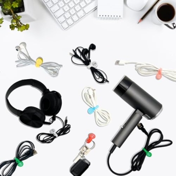 SUNFICON 10 Pack Magnetic Cable Clips for Tangle-Free Organization