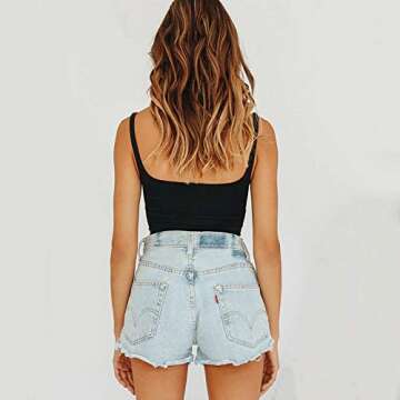 Women's Sexy Crop Tops Black Square Neck Sleeveless Tank Shirts Bralettes Corsets Like top Summer Ou...