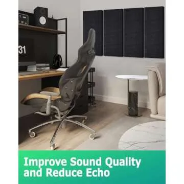 BUBOS 4 PCS Acoustic Panels,24''x12'' Fabric Soundproof Wall Panels,Self-adhesive Sound Absorbing Panels for Studios, Office, Home Theater (Black)