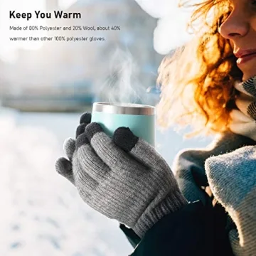 Vgogfly Winter Knit Gloves Touch Screen Anti-Slip