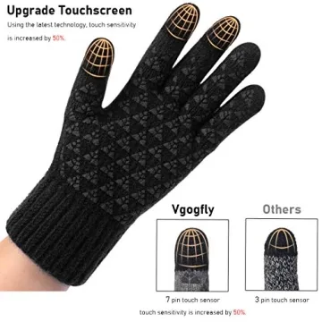 Vgogfly Winter Knit Gloves Touch Screen Anti-Slip