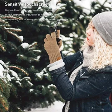 Vgogfly Winter Knit Gloves Touch Screen Anti-Slip