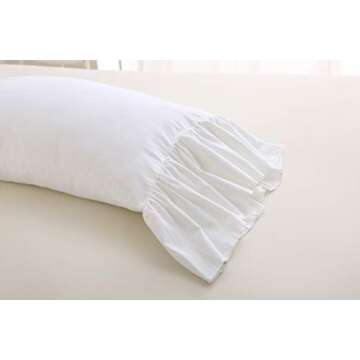 2-Pack Bright White Pillow Cases Shams Covers with Long Ruffles Shabby Chic Egypt Cotton Queen Size 20"X30"Soft Soft