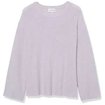 The Drop Women's Alice Crewneck Back Slit Ribbed Pullover Sweater, Dusty Purple, XXS