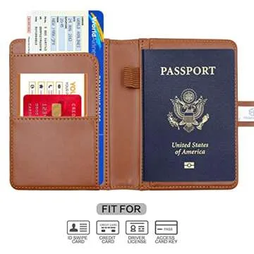 Melsbrinna Passport Holder - Waterproof RFID Blocking Travel Wallet with Pen Holder