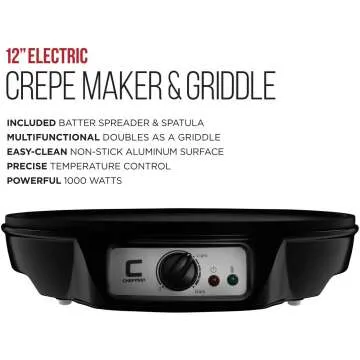 CHEFMAN 12" Electric Crepe Maker with Temp Control