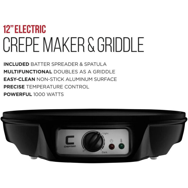CHEFMAN 12" Electric Crepe Maker with Temp Control