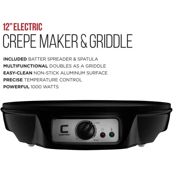 CHEFMAN 12" Electric Crepe Maker with Temp Control