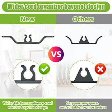 Cord Organizer for Appliances, 6 Pack Upgraded Cord Wrapper for Kitchen Appliances Cord Winder,Appliance Cord Organizer Stick on for Mixer, Coffee Maker, Pressure Cooker and Air Fryer