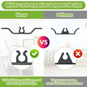 Cord Organizer for Appliances, 6 Pack Upgraded Cord Wrapper for Kitchen Appliances Cord Winder,Appliance Cord Organizer Stick on for Mixer, Coffee Maker, Pressure Cooker and Air Fryer