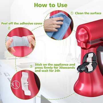 Cord Organizer for Appliances, 6 Pack Upgraded Cord Wrapper for Kitchen Appliances Cord Winder,Appliance Cord Organizer Stick on for Mixer, Coffee Maker, Pressure Cooker and Air Fryer