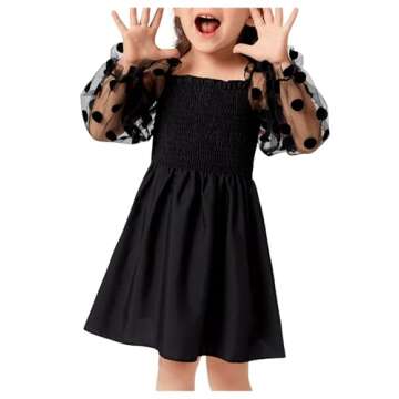WDIRARA Toddler Girl's Elegant Mesh Flounce Dress