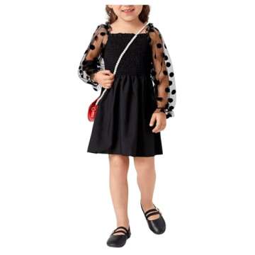 WDIRARA Toddler Girl's Elegant Mesh Flounce Dress