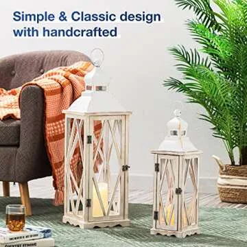 Glitzhome Farmhouse No Glass Lanterns Set of 2