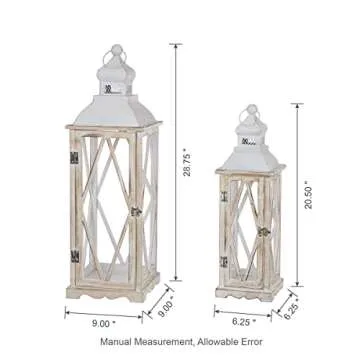 Glitzhome Farmhouse No Glass Lanterns Set of 2