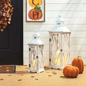 Glitzhome Farmhouse No Glass Lanterns Set of 2